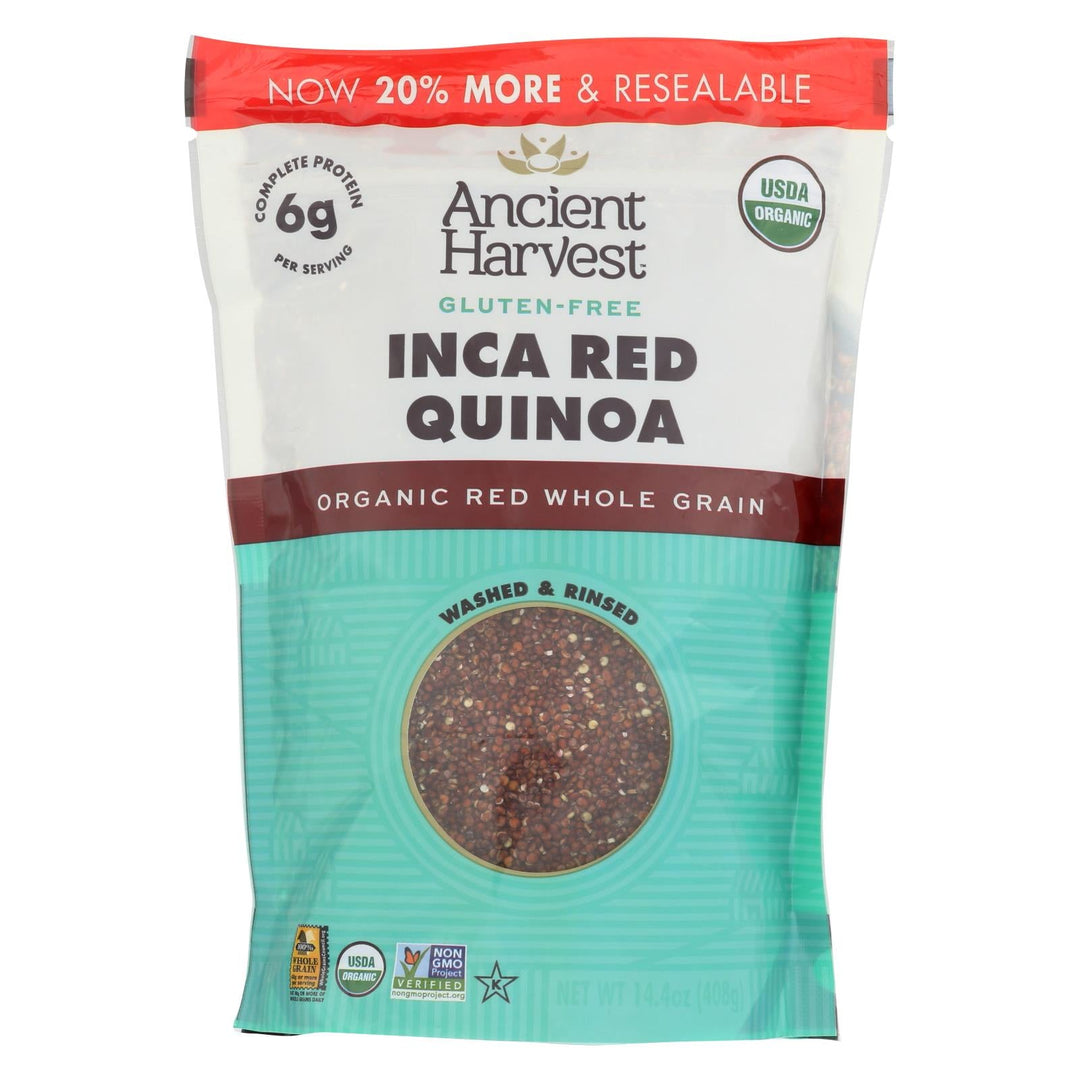 Ancient Harvest Organic Quinoa - Inca Red Grains - Case Of 12 - 14.4 Oz - Maras Green